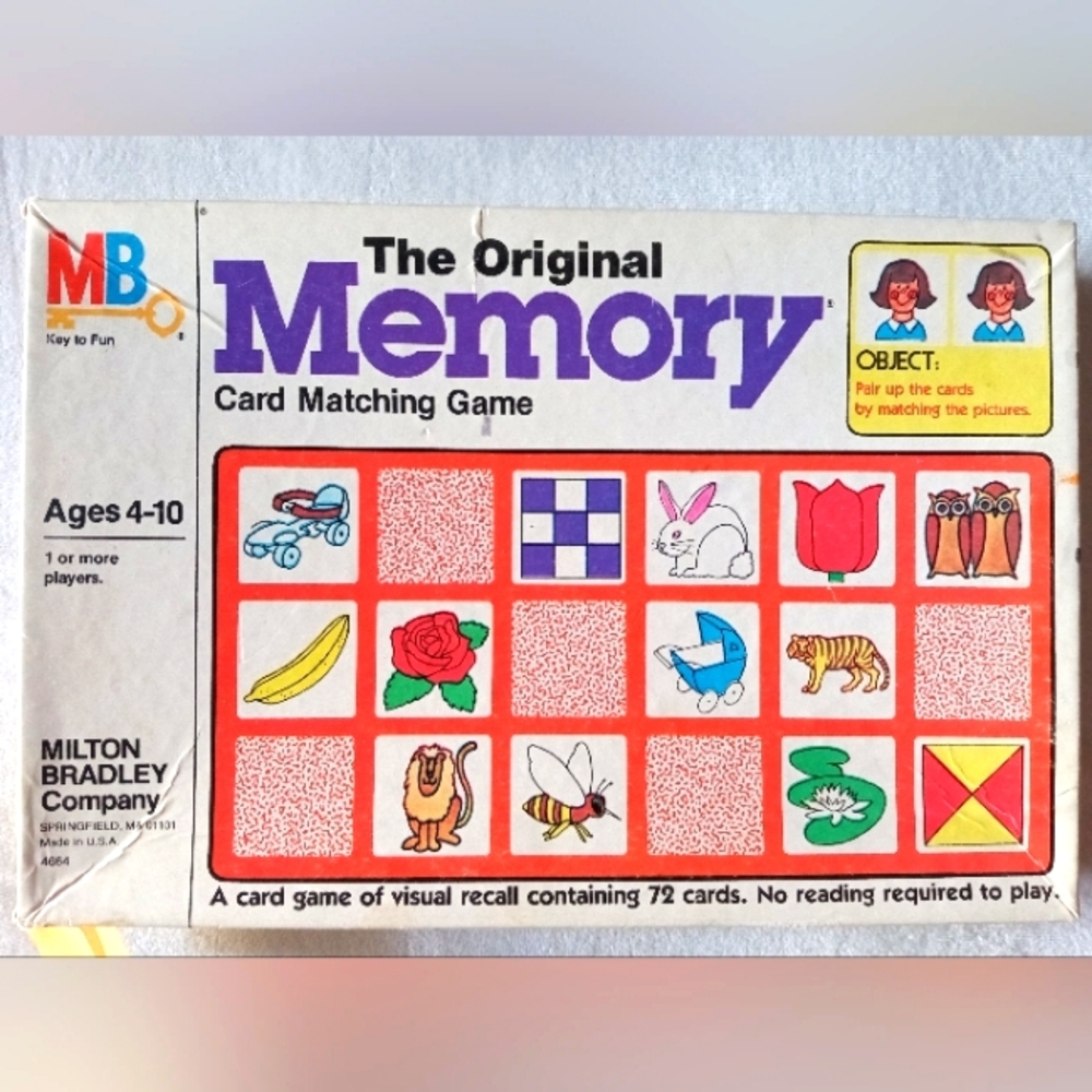 The Original Memory Card Matching Game ©1980 Milton Bradley Complete Set